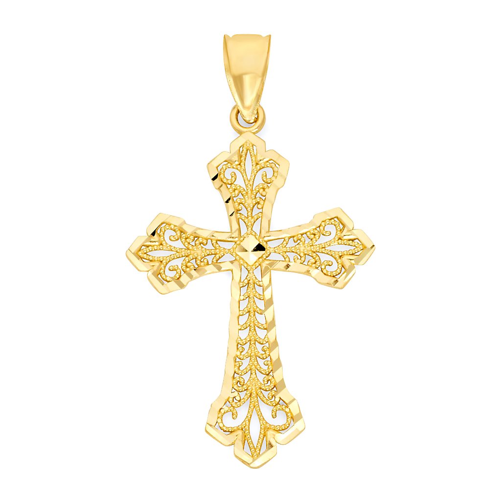 Solid 14k Gold Cross Pendant - Religious Jewelry Gifts 290$